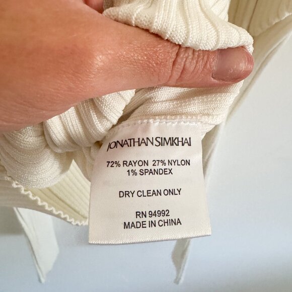 Jonathan Simkhai White Mandy Cold Shoulder Ribbed Sweater S - Picture 5 of 6